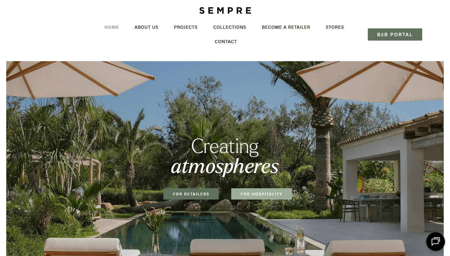 Desktop screenshot van de Sempre website